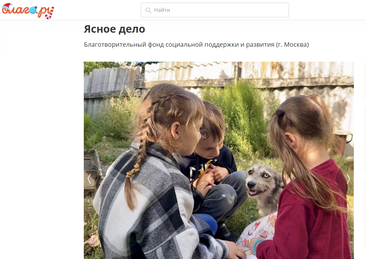 Помочь «Ясному делу» теперь можно на платформе Благо.ру